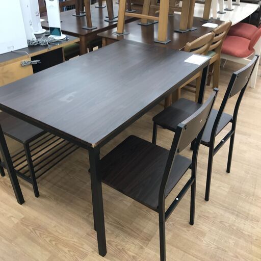 ★ジモティ割あり★  ダイニングテーブルセット　椅子２脚・ベンチ付 ブラウン H75×W120×D70 クリーニング済み KJ6047