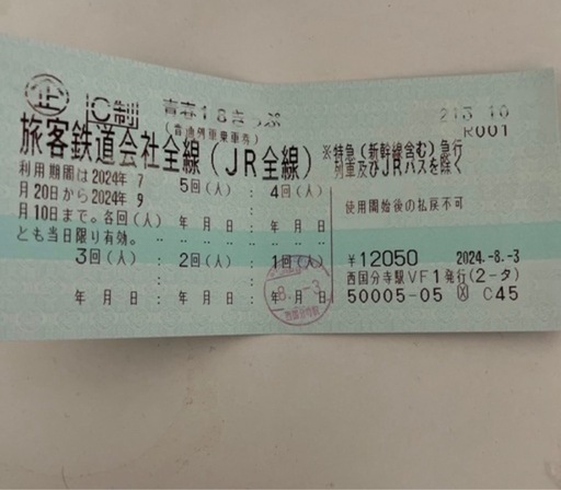 青春18きっぷ 4回分