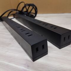 美品　2本セット　エレコム 電源タップ 雷ガード 10個口 2m ほこりシャッター ブラック ECT-0102BKの画像