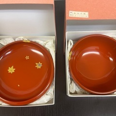 漆器 菓子鉢 金箔春秋 と 飛鳥鉢 セット
