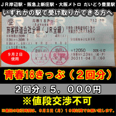 【購入者大募集中！】青春１８切符（●回分）　京橋駅、天王寺駅、な...
