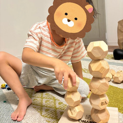 【 新品　ジモティ特価 】日本製国産ヒノキの知育玩具　18面体脳トレ積み木ブロック　OHAKO　の画像
