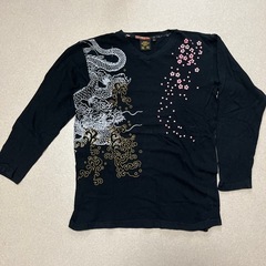 和柄　長袖Tシャツ　龍とさくら🌸