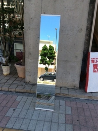 鏡  幅30㎝×高150㎝×2.3㎝ 白色　スタンドミラー