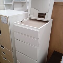 ★ジモティ割あり★  ミラー付きチェスト ホワイト H123×D48.5×W40.5 クリーニング済み MT2044の画像