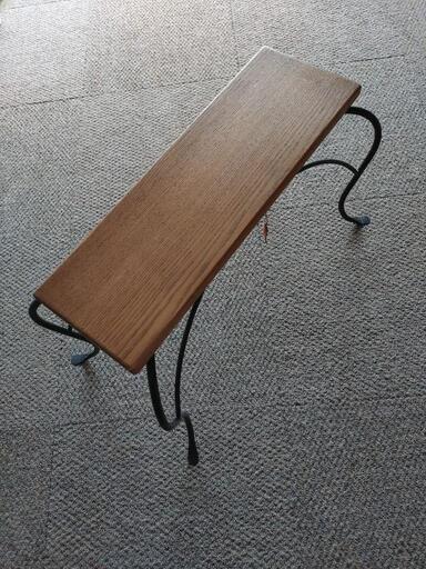 【ほぼ新品】猫脚ベンチ　タモ材＆アイアン