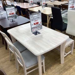 KI-4【新入荷　リサイクル品】カリモク　ディレトーレ　スターベネシリーズ　ベンチダイニング4点セット　白系の画像