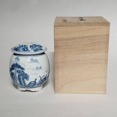 ●有田焼●山水●3寸●骨壷 桐箱付き●和柄 和風 分骨壺 ペット...