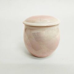 ●九谷焼●3寸 骨壷と分骨袋のセット●銀彩 ピンク 分骨壺 ペット 小動物 日本製モダン仏具 九谷宗秀 納骨の画像
