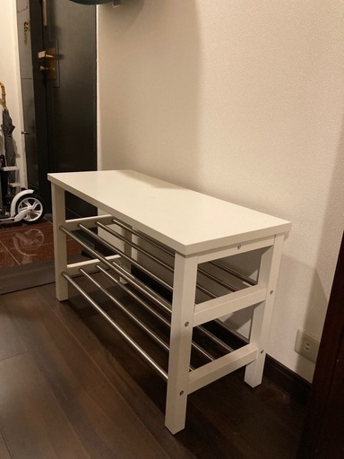 IKEA TJUSIG シューズラック付きベンチ ホワイト - コンパクトサイズ