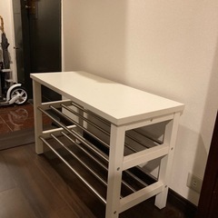 IKEA TJUSIG シューズラック付きベンチ ホワイト - ...