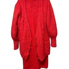 ✨純粋モヘア糸🧵【未着用】赤ワンピースの画像