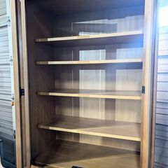 9/10 終【本物の家具】食器棚 収納 ガラス扉 引き出し キッチン 24i菊DO