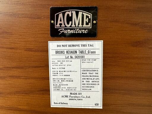 ACME Furniture　ヘキサゴンテーブル　ブルックス　ガラス天板