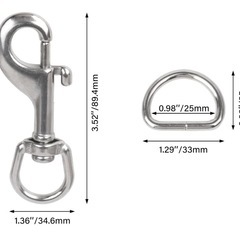 SHANOER20個入り Dリング Dカン ストラップバックル 2.5cm 金属製 シルバー ＆ 20個入り スイベルスナップ フック 90mm 304ステンレス鋼製の画像