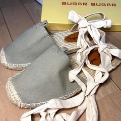 【新品未使用】シュガーシュガー SugarSugar レースアップエスパドリーユサンダル　カラー:カーキの画像