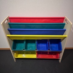 【子供用おもちゃ入れ マガジンラック】おもちゃ 収納 ラック 棚 おもちゃ箱 布製 絵本棚 絵本ラック 幅 86.5cm おもちゃ収納 子供用 本棚 木製 マガジンラック おもちゃラック トイ ボックス トイラックの画像
