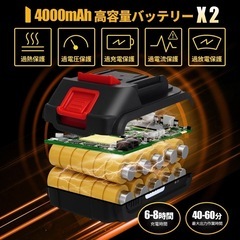 値下げ！【新品未使用】電動ノコギリ 充電式 レシプロソー 2個の4000mAhバッテリー付きの画像