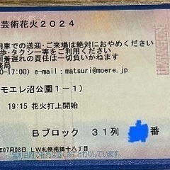 モエレ沼花火2024 プレミアム席2枚の画像