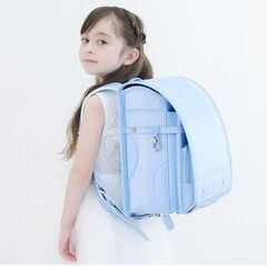 【新品】大人気 女の子ランドセル 大容量 軽量 6年保証 全国送料無料 スクールバック 小学生通学カバン ネックレスモデル ライトブルー②の画像