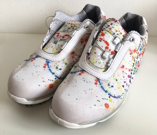【中古品】FOOT JOY フットジョイ 98054J ゴルフシューズ emPOWER BOA 総柄 ホワイト系