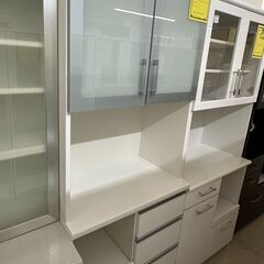 値下げ⭐︎松田家具　食器棚　テーブル付　ホワイト 北海道 千歳市/恵庭市 近郊配送可能 松田家具 セパレート食器棚