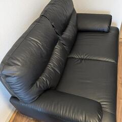 NITORI 傷・汚れに強い合成皮革 2人用ソファ(Nシールドキャッツ3 BK)