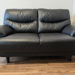 NITORI 傷・汚れに強い合成皮革 2人用ソファ(Nシールドキャッツ3 BK)