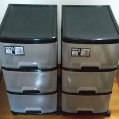 収納ボックス クリアーボックス 引出し キャスター付き クリアーブラック 2個まとめての画像