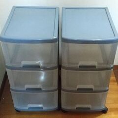 収納ボックス クリアーボックス 引出し キャスター付き クリアーブルー 2個まとめての画像