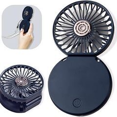 携帯扇風機 首掛け扇風機 3in1の携帯扇風機 USB充電式 アロマ送風機能くびかけ ファン 風量3段階調節 小型 折り畳み式 角度調整可 首 かけ 卓上 手持ち 時間充電 長時間連続使用 にとって旅行/屋外/スポーツ/通勤/自宅/オフィスなとアウトドア 熱中症対策, と家族、友人、恋人への ギフト母の日父の日プレゼント日本語説明書 (ネイビーブルー)　まとめ買い歓迎　卸ます　アマゾン引き上げ商品　倒産品　ネット商材　卸ます　転売　アマゾン引き上げ商品　卸し　問屋　倒産品　転売OK　ネット商材　アマゾン　の画像