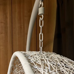 ホワイト アイアンハンギングチェア オーバル型 ハンギングチェア 白