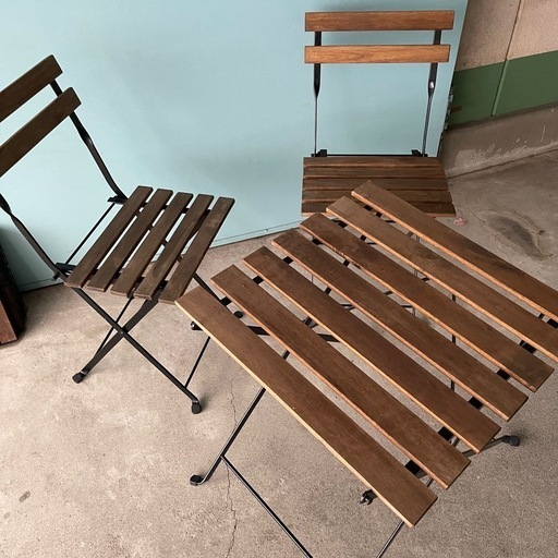 IKEA イケア　TARNO テルノー　ウッド　折りたたみテーブル ＆ 折りたたみ椅子2脚セット