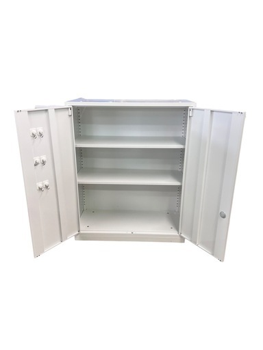NO.1742 【欠品あり】両開き書庫 システム収納庫 スチール書庫 オフィス用家具 鍵付き 中古