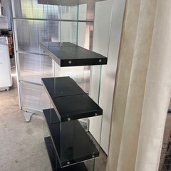 NO.1744 S字型グラスシェルフ 4段 ジグザグタイプ コレクションラック ディスプレイ什器 インテリア 強化ガラス 家具の画像