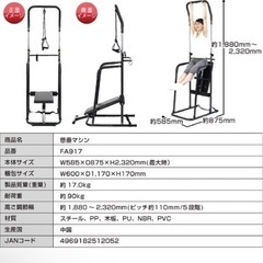アルインコ(ALINCO) マルチ懸垂マシン ぶら下がり健康器 FA917 シットアップベンチ エクササイズロープ 高さ調節機能付の画像