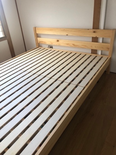 【値下げしました】無印良品クイーンサイズ木製ベッド(1台)とキャスター•仕切り付きベッド下収納ボックス(２個)セット