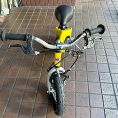 12インチ　HENSHIN BIKE　ペダル　スタンド付き　黄色 の画像