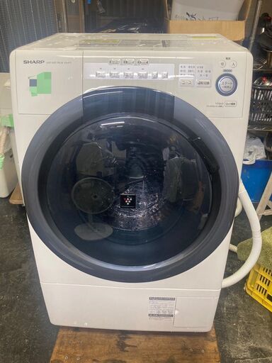 ☆中古￥35,000！SHARP　7.0kgドラム洗濯機　家電　2018年製　ES-S7C-WL型　幅64㎝ｘ奥行60㎝ｘ高さ104㎝　【BH159】