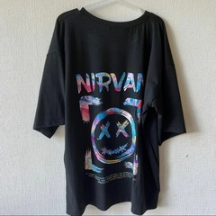 【5L】ゆったりオーバーサイズ Tシャツ 大きいサイズ　新品 若干プリント小さめ Tシャツ　ブラック　Tシャツ お値下げ中の画像