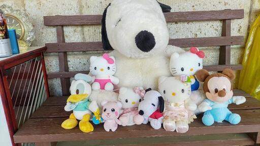 スヌーピーやキティーちゃん、可愛いぬいぐるみ