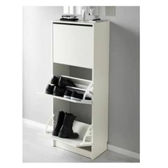 IKEA　BISSA ビッサ 靴収納用キャビネット 3コンパートメント, ホワイト49x135 cmの画像