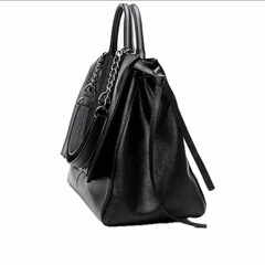 【新品】【未使用】 ハンドバッグ ショルダーバック 大容量 レザー　ワニ柄風　 黒 バッグ　レディースの画像