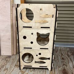 猫ボックス 道具箱 コンテナ 試作 ネジ不要 DIY 組み立て箱 3つセットの画像