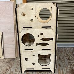 猫ボックス 道具箱 コンテナ 試作 ネジ不要 DIY 組み立て箱 3つセットの画像