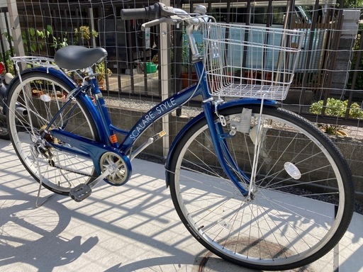 【27インチ自転車】美品❗️6段変速付　前後新品ブリヂストンタイヤ❗️チェーン、前カゴ、鍵新品❗️スペアキーあり　若林自転車　膳所店　