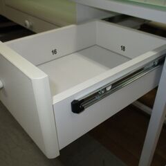 R615 トップガラス パーソナルデスク、引き出し付き、幅120cm Used・キレイ