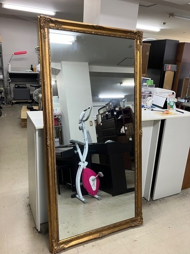 K2409-073 アンティーク調 デザインミラー ゴールドフレーム キズ・汚れあり 中古