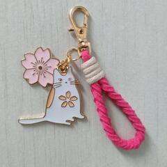 【購入者決定】☆再販☆None  スエード紐 チャーム( 桜猫・和 )の画像