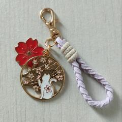 【購入者決定】スエード紐 チャーム( 桜猫・和 ②)の画像